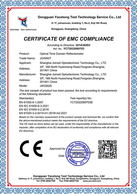 JW3302S CE Certificate